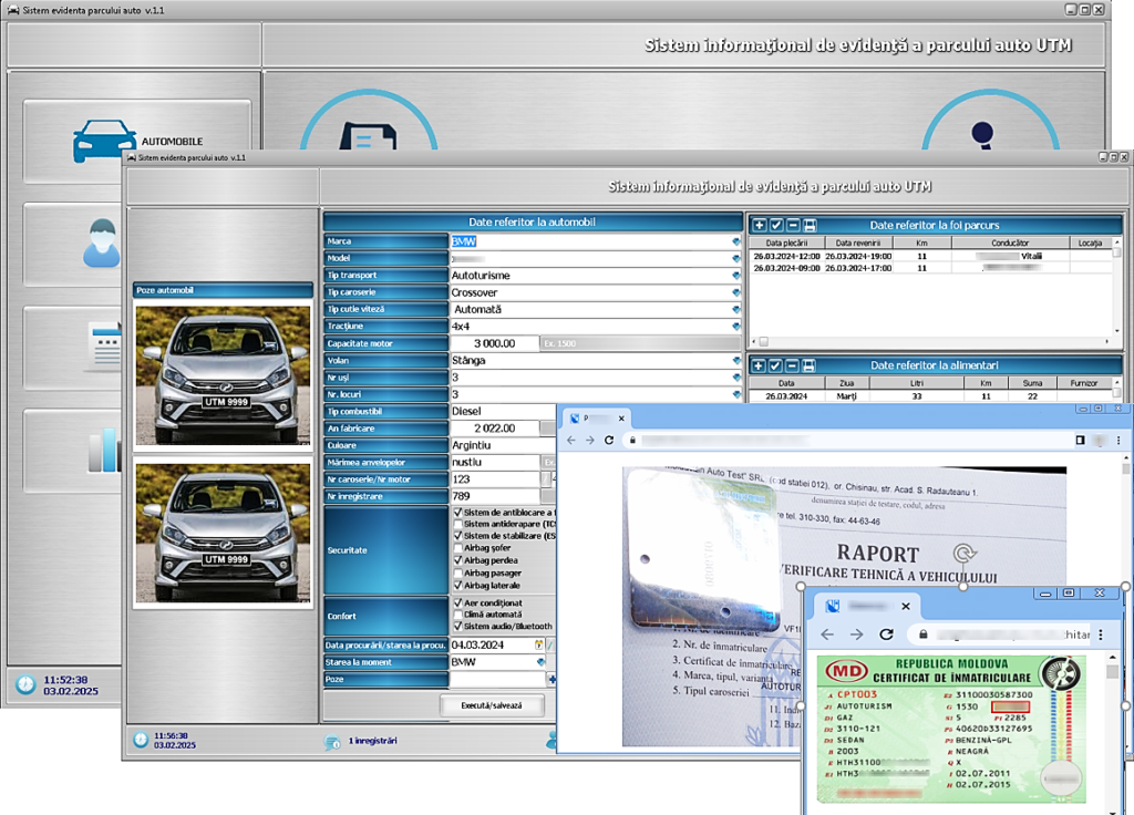 evidenta parc auto utm
